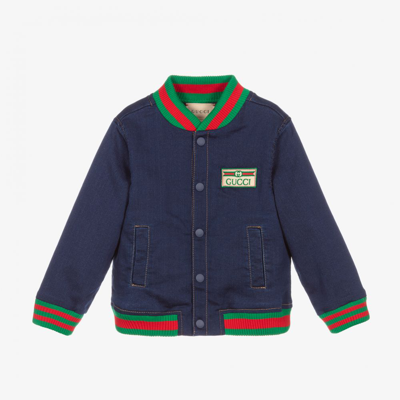 Gucci Babies' Blue Logo Bomber Jacket