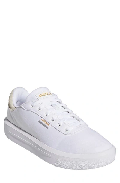 Adidas Originals Court Platform Sneaker In Cloud White / Cloud White / Gold Metallic