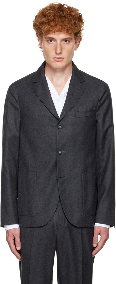 Officine Generale Grey Armie Blazer In Dark Grey