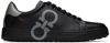Ferragamo Number Double Gancio Low Top Sneaker In Nero || Antracite ||
