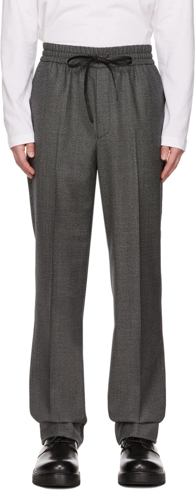 Brioni Black Houndstooth Trousers In 1000 Black