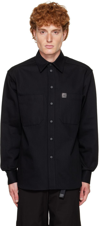 Dunhill Logo-appliquéd Denim Overshirt In 1 Black