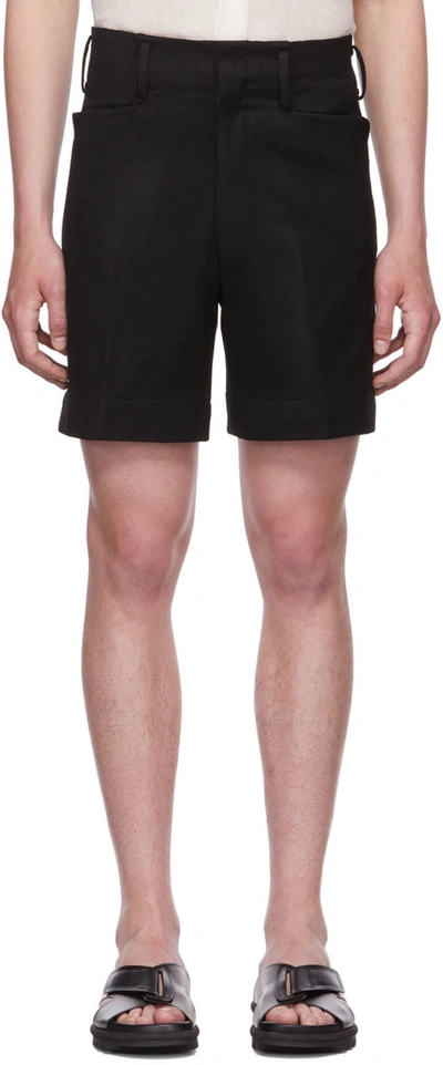 Factor's Black Wool Shorts