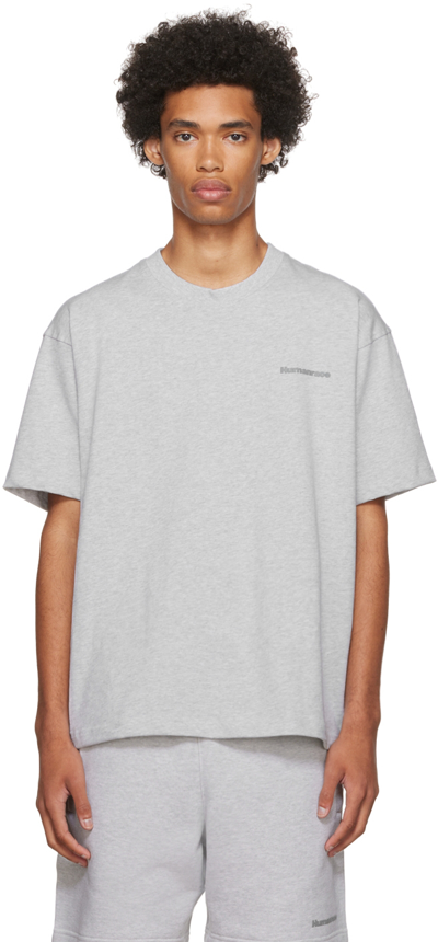Adidas X Humanrace By Pharrell Williams Gray Humanrace Basics T-shirt In Light Grey Heather