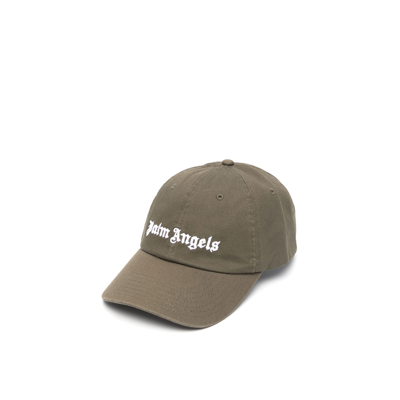 Palm Angels Logo Hat In Green