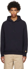 Carhartt Embroidered-logo Detail Hoodie In 00hxx Dark Navy / Go