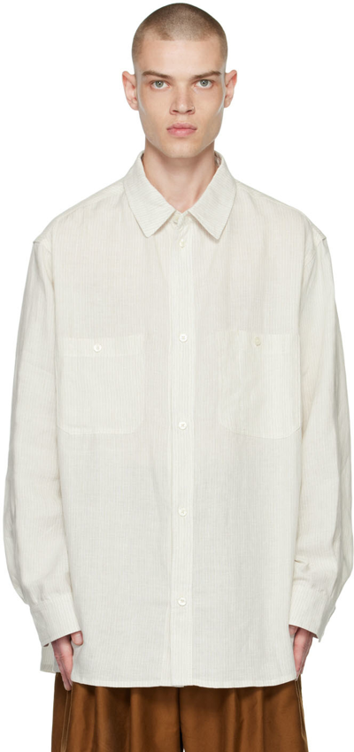 Hed Mayner Ssense Exclusive Off-white Striped Shirt In Ecrupinstri