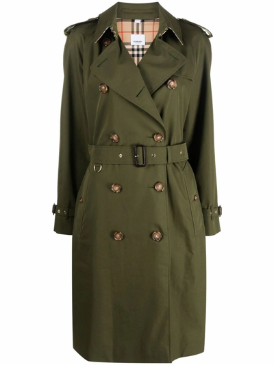 Burberry Women's  Green Cotton Trench Coat