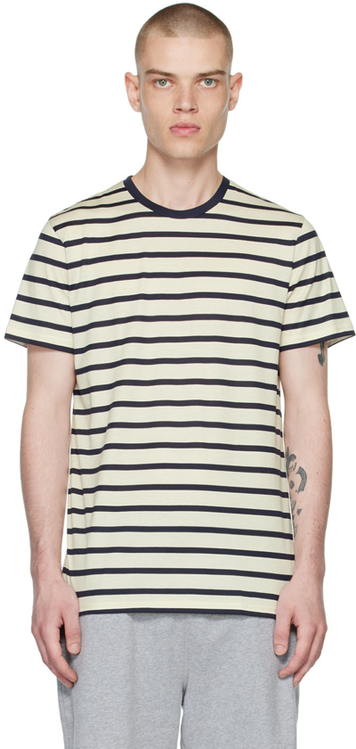 Sunspel Off-white Classic Breton Striped T-shirt In Black,white