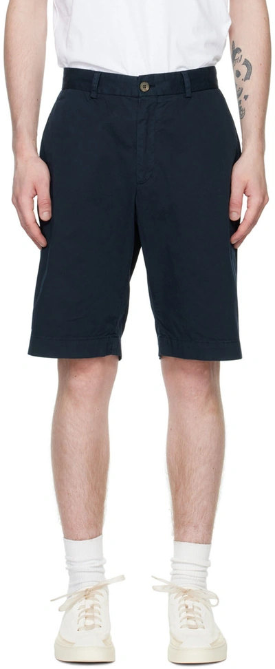 Sunspel Relaxed-fit Mid-rise Stretch-cotton Shorts In Navy