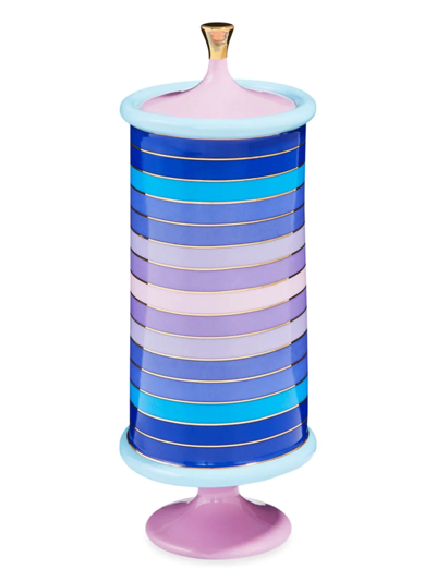 Jonathan Adler Scala Stripe Canister In Blue Purple