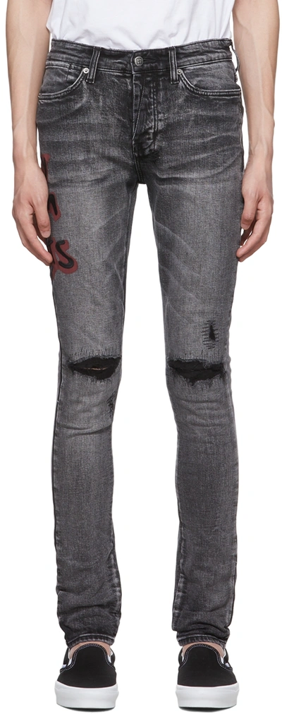 Ksubi Van Winkle Spray Rip & Repair Skinny Fit Jeans In Grey
