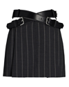 Monse Criss-cross Belted Pinstripe Mini Skirt In Grey
