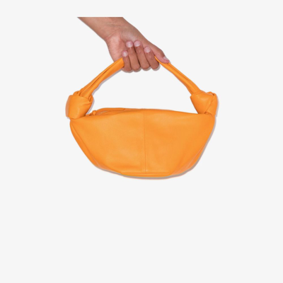 Bottega Veneta Orange Double Knot Mini Leather Shoulder Bag In Tangerine & Gold
