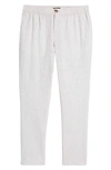 14th & Union Elastic Waist Linen Blend Trim Fit Pants In Tan Burrow- White Eoe