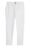 14th & Union Elastic Waist Linen Blend Trim Fit Pants In Grey Fog- White Eoe
