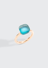 POMELLATO NUDO CLASSIC RING IN SKY BLUE TOPAZ, MOTHER-OF-PEARL AND TURQUOISE