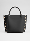 Valentino Garavani Rockstud Small Calfskin Top-handle Tote Bag In 0no Nero