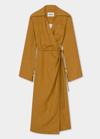 Nanushka Farah Back Long Sleeve Open Linen Wrap Shirtdress In Camel