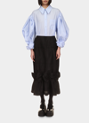 Simone Rocha Masculine Shirt With Rolled Up Signature Sleeve In Blue