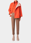 Akris Maureen Bicolor Double Face Cashmere Crop Jacket In Camel-poppy Red