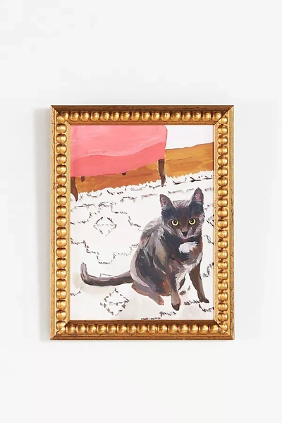 Artfully Walls Cat With Pink Chair Wall Art