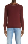 Maison Margiela Men's Wool-cotton Sweater With Piping In Bordeaux