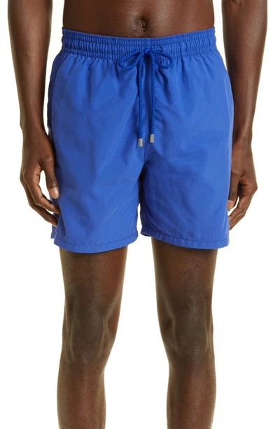Palm Angels X Vilebrequin Logo-patch Swimming Shorts In Blue
