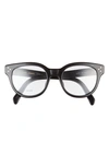 Celine 51mm Round Reading Glasses In Shiny Black