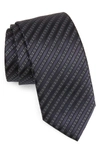 Zegna Ties Cento Fili Dark Blue Silk Jacquard Tie In Navy