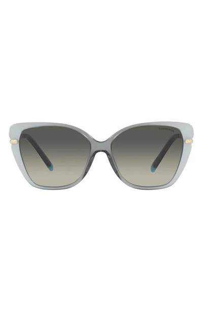 Tiffany & Co Wheat Leaf 57mm Cat Eye Sunglasses In Gray / Green