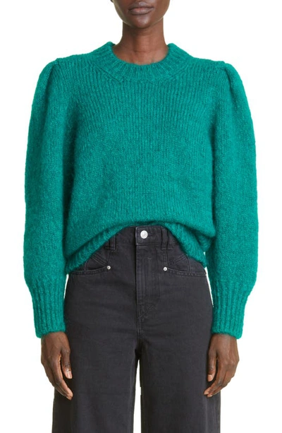 Isabel Marant Emma Puff Sleeve Mohair & Wool Sweater In Emerald