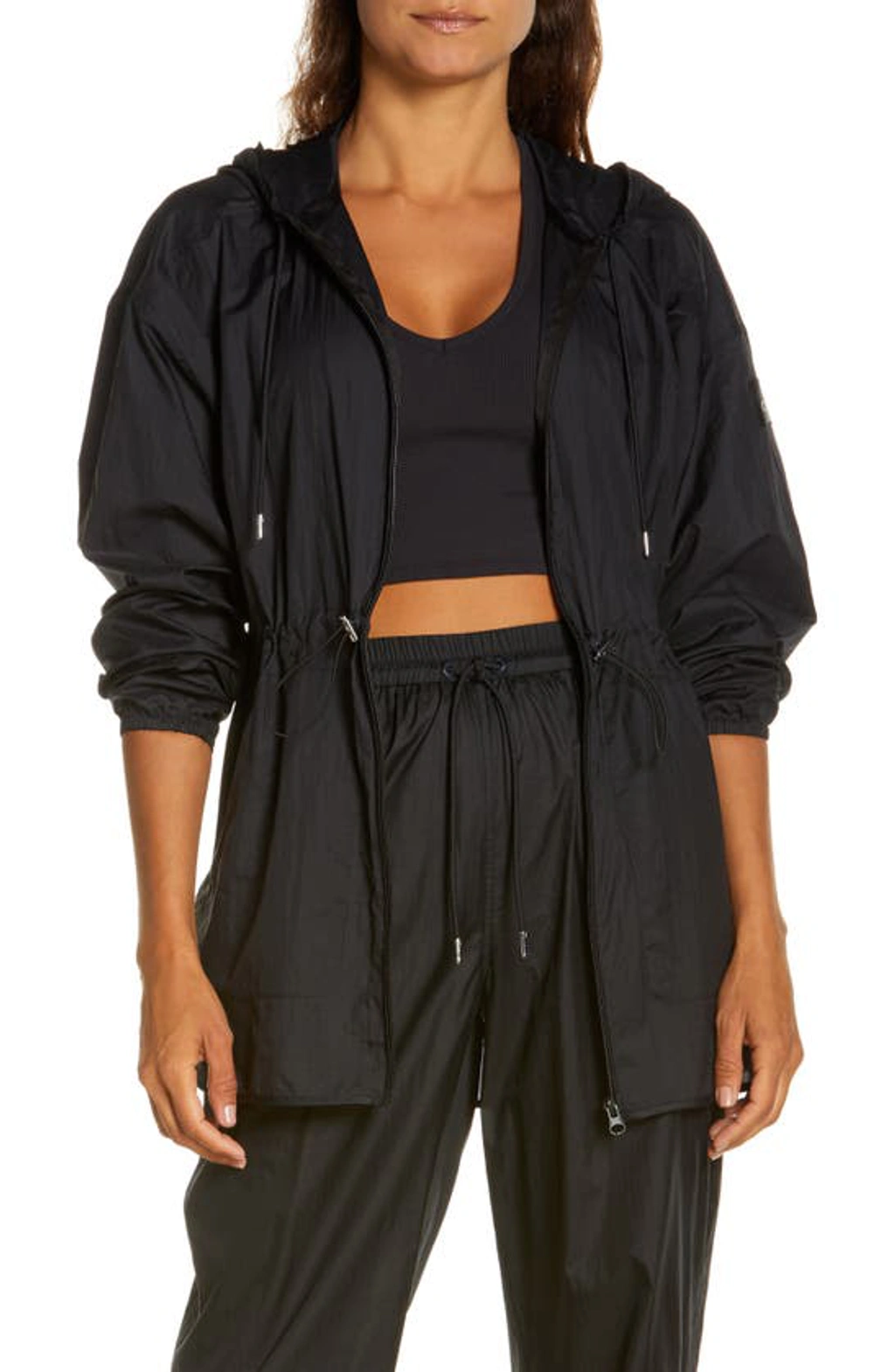 Alo Yoga Cloud Nine Drawstring-hood Shell Jacket In Black