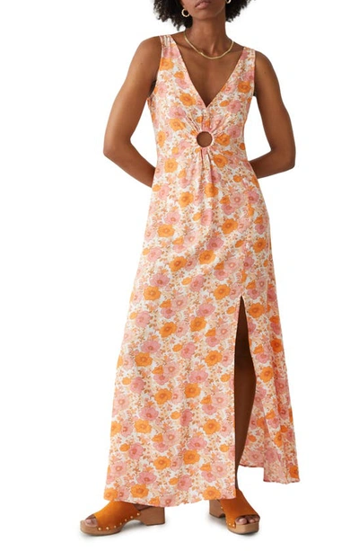 & Other Stories Floral Ring Cutout Maxi Dress In Pink/ Orange Flower Aop |  ModeSens