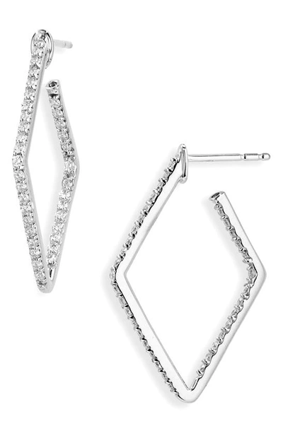 Roberto Coin Inside Out Diamond Square Hoop Earrings In White Gold