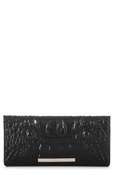 Brahmin 'ady' Croc Embossed Continental Wallet In Black
