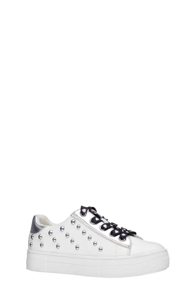 Nina Kids' Vallerie Studded Sneaker In White Smooth