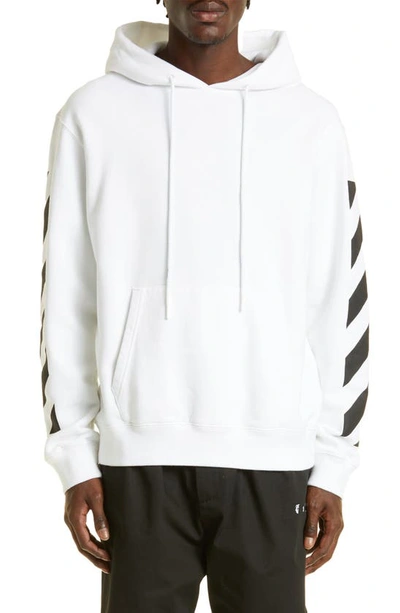 Off-white Off White Mans Arrow Diag Black And White Cotton Hoodie