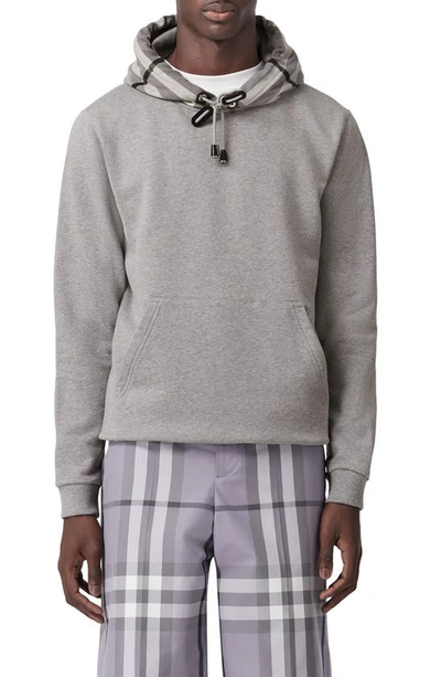 Burberry Samuel Check Heathered Hoodie In Grey