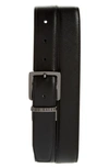 Ted Baker Dolphin Reversible Leather Belt In Black