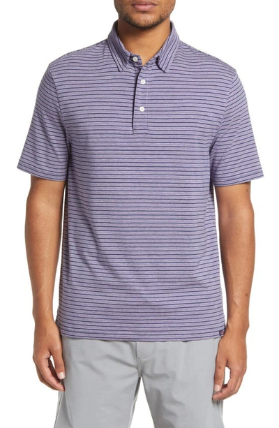 Faherty Movement Stretch Stripe Regular Fit Polo Shirt In Dusk Sea Stripe