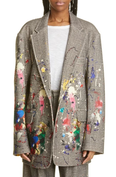 R13 Paint Splatter Oversize Virgin Wool Blazer In Multicolor