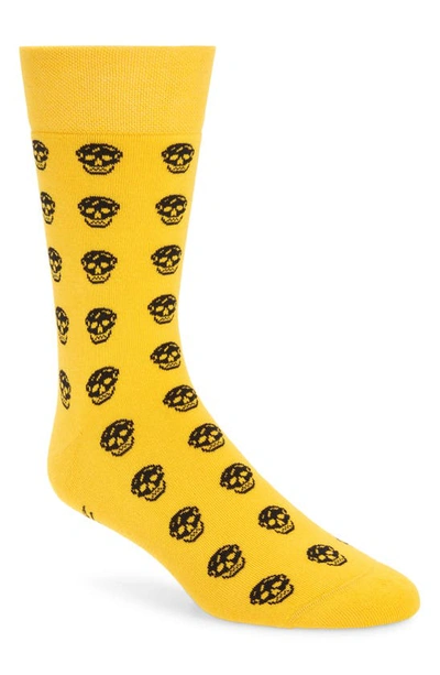 Alexander Mcqueen Short Skull Socks In Pop Yellow & Black