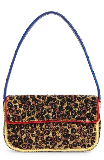 Staud Tommy Beaded Leopard Shoulder Bag In Multi