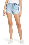 Mavi Jeans Rosie Colorblock High Waist Cutoff Denim Shorts In Light Blue Blocking