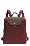 Longchamp Mini Le Pliage Green Recycled Canvas Backpack In Red