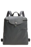 Longchamp Mini Le Pliage Green Recycled Canvas Backpack In Graphite