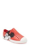 Native Shoes Kids' X Disney Jefferson Print Slip-on Sneaker In Torch Red/classic Mickey