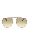Victoria Beckham 61mm Aviator Sunglasses In Goldhaki
