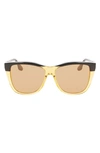 Victoria Beckham 57mm Gradient Lens Cat Eye Sunglasses In Black-champagne